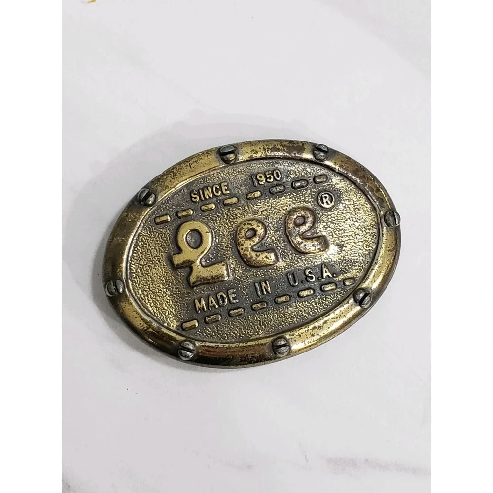 LEE SINCE‎ 1950 MADE IN U.S.A. belt Buckle Lee N.Y.C. USA Vintage brass oval